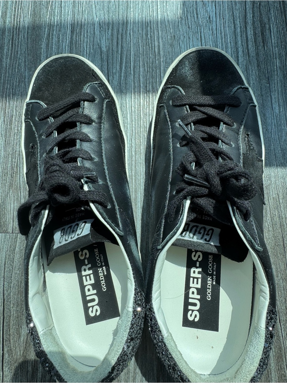 Golden Goose Black Leather & Suede Womens Sneakers with Star Accent - Picture 5 of 7
